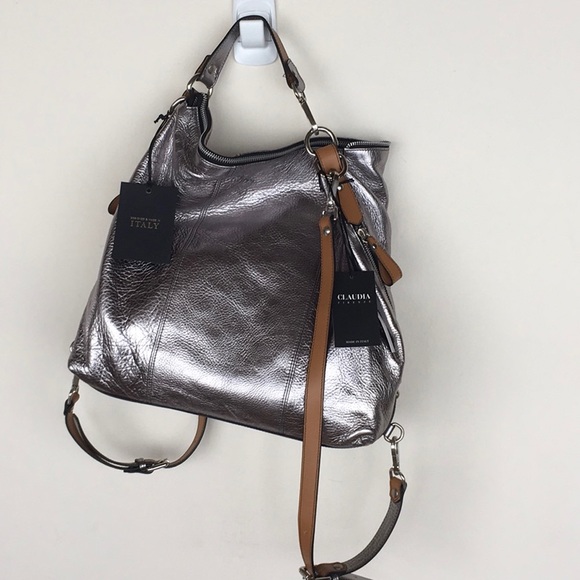 Claudia Firenze Handbags - NWT Multi Way Silver & Tan Bag/Backpack
